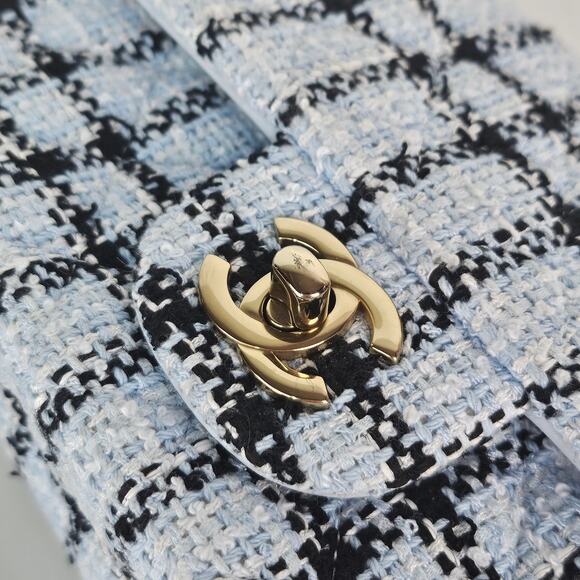 Chanel 25S Mini Classic Flap Mixed Fibers Blue Tweed Crossbody - Picture 7 of 15